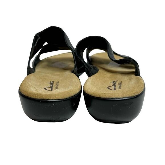 Clark’s bendables black leather wedge sandals size 6 - Picture 3 of 15